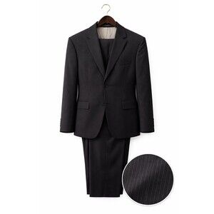 Hugo Boss Pasolini Movie Pinstripe Suit 44R Black Virgin Wool Made in USA $895